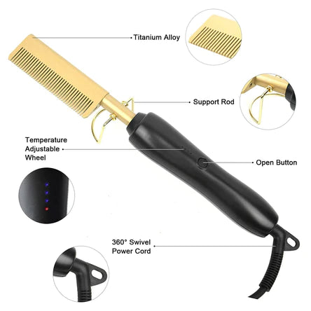 2 in 1 Gold Flat Iron Straightener