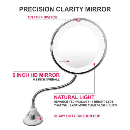 360 Flexible Light Up Mirror 10X magnification