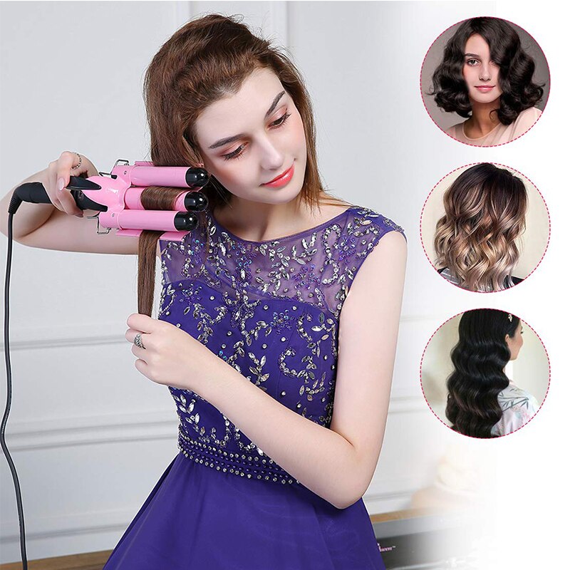 LED Ceramic Triple Barrel Hair Curler Irons