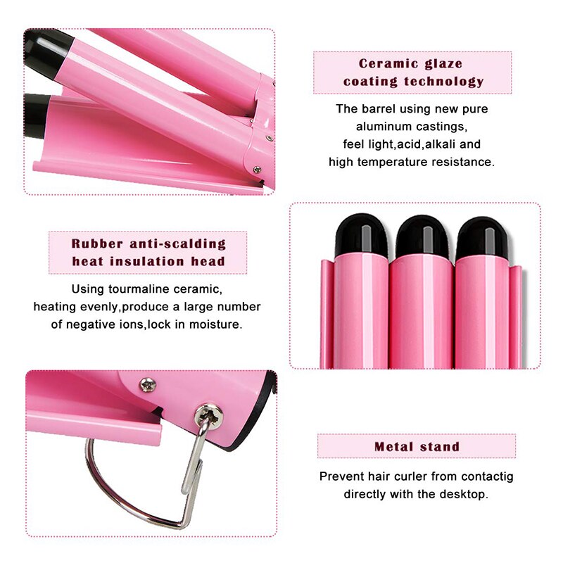 LED Ceramic Triple Barrel Hair Curler Irons