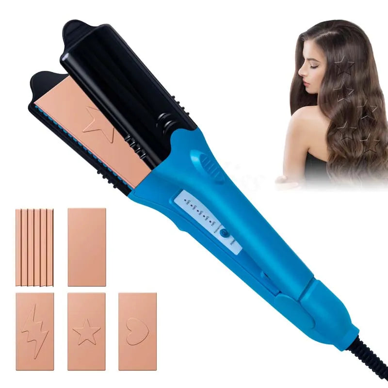 Popular Straightener with 3D Image and 5 Pattern Attachments for Hair Styling