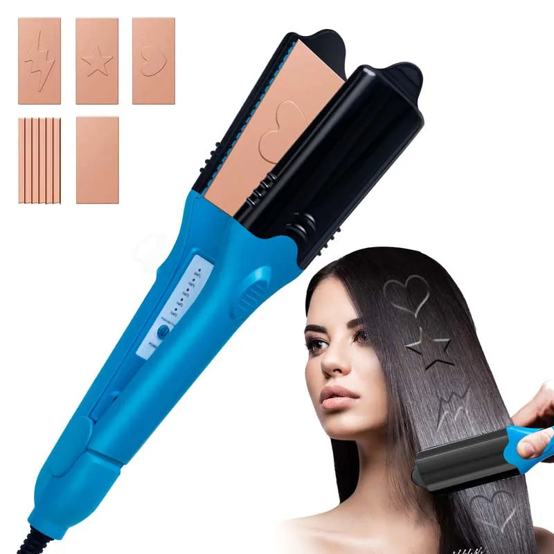 Popular Straightener with 3D Image and 5 Pattern Attachments for Hair Styling