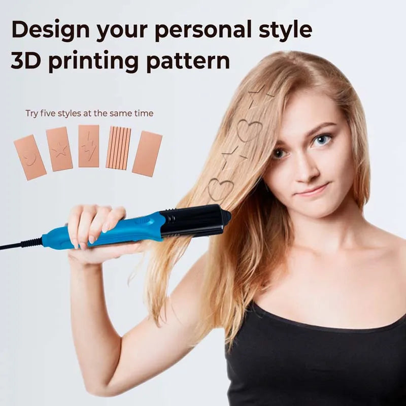 Popular Straightener with 3D Image and 5 Pattern Attachments for Hair Styling